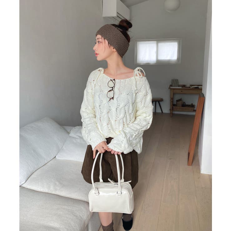 ショルダーリボンケーブルルーズニット | by muni:r | 詳細画像21 