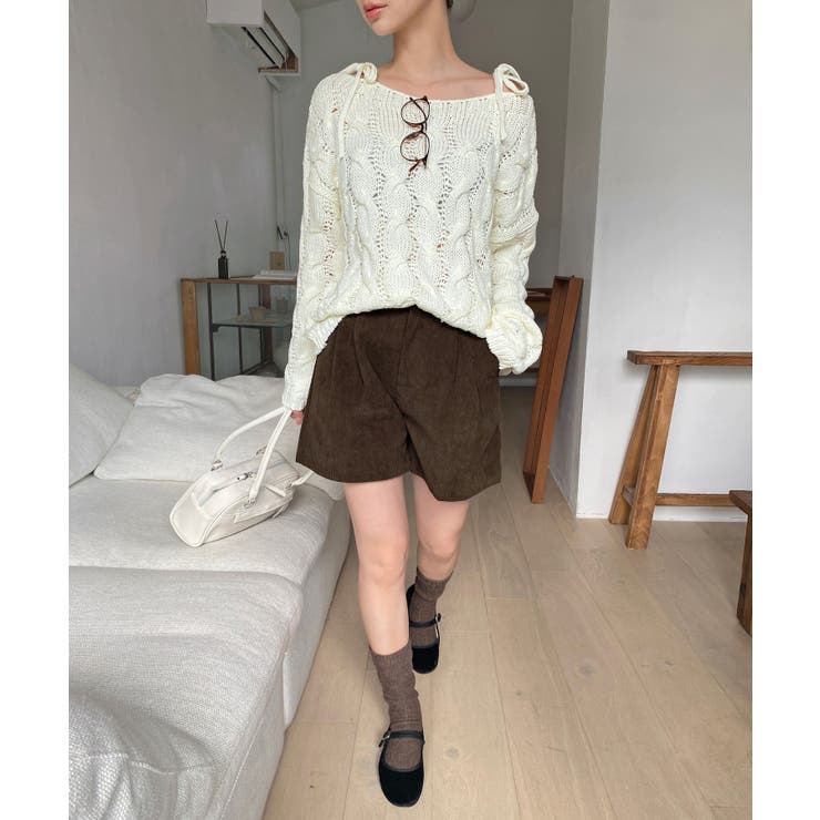 ショルダーリボンケーブルルーズニット | by muni:r | 詳細画像22 