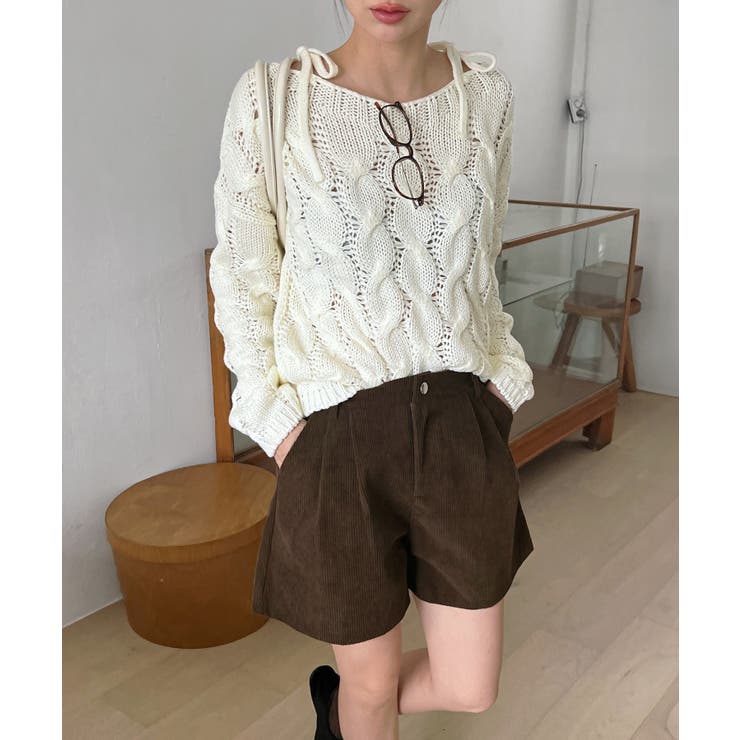 ショルダーリボンケーブルルーズニット | by muni:r | 詳細画像24 