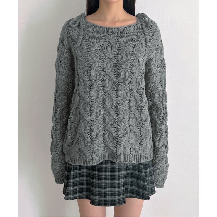 ショルダーリボンケーブルルーズニット | by muni:r | 詳細画像30 