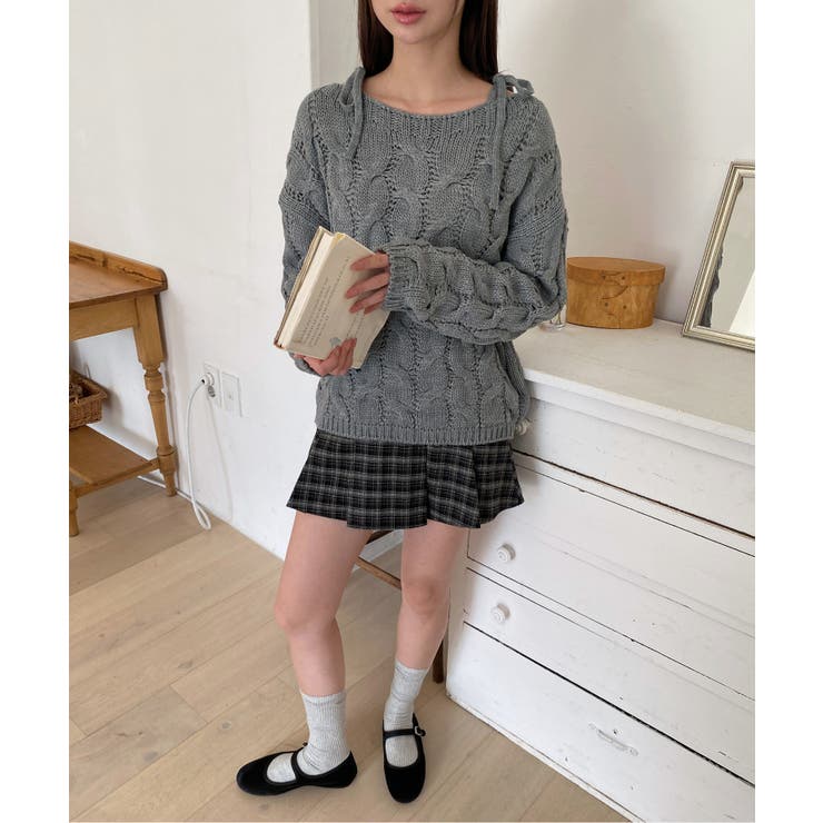 ショルダーリボンケーブルルーズニット | by muni:r | 詳細画像5 