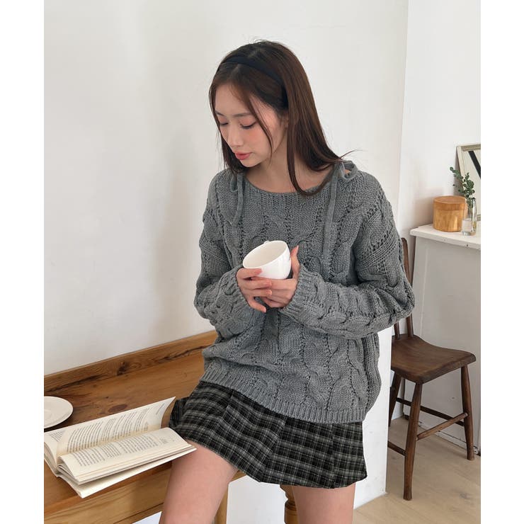 ショルダーリボンケーブルルーズニット | by muni:r | 詳細画像7 