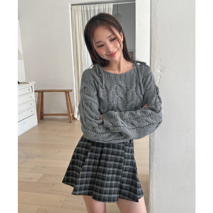 ショルダーリボンケーブルルーズニット | by muni:r | 詳細画像9 