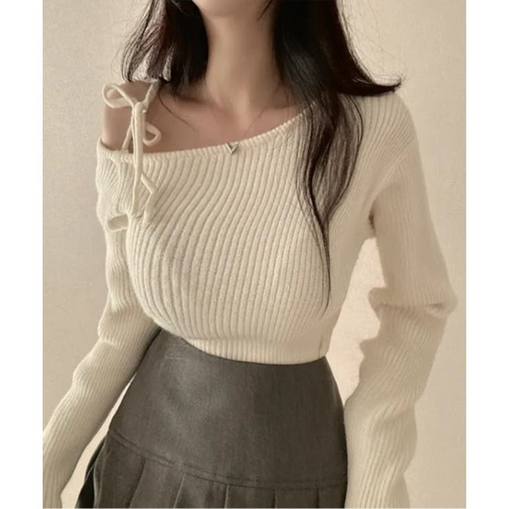 アンバランスリボンリブニット | by muni:r | 詳細画像1 