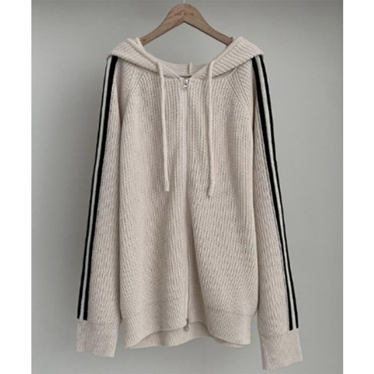 トラックラインニットフードジップアップ | by muni:r | 詳細画像15 