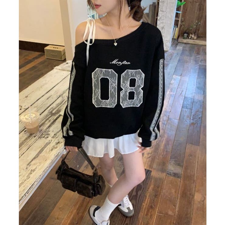 ラブリーリボンレースアンバランススウェット | by muni:r | 詳細画像1 