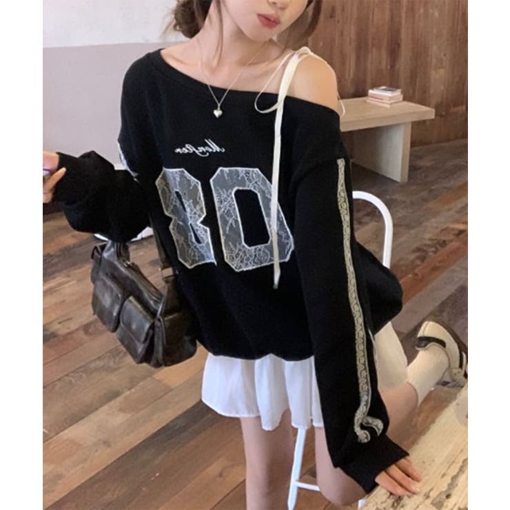 ラブリーリボンレースアンバランススウェット | by muni:r | 詳細画像4 