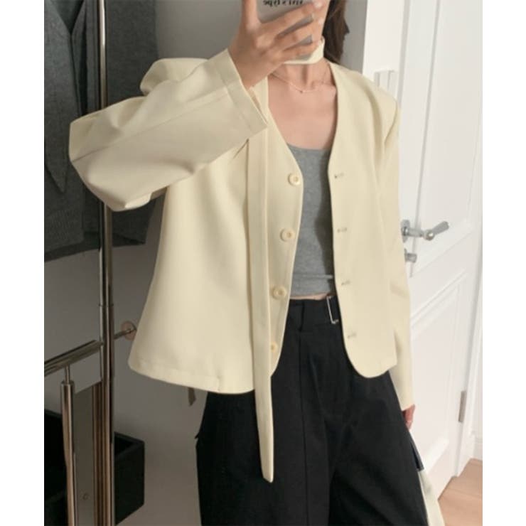 シンプルノーカラータイセットジャケット | by muni:r | 詳細画像10