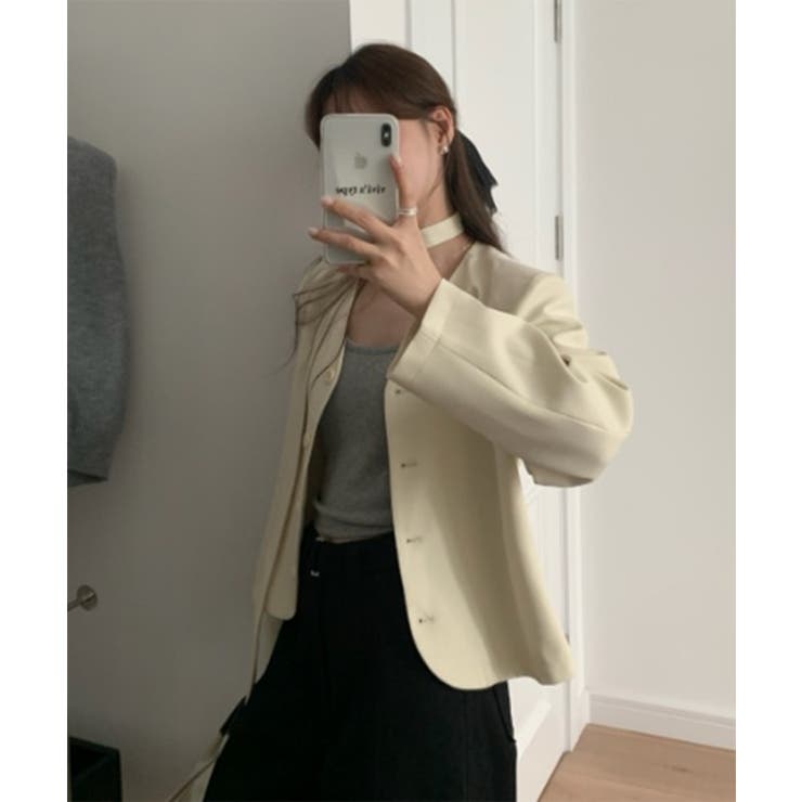 シンプルノーカラータイセットジャケット | by muni:r | 詳細画像11