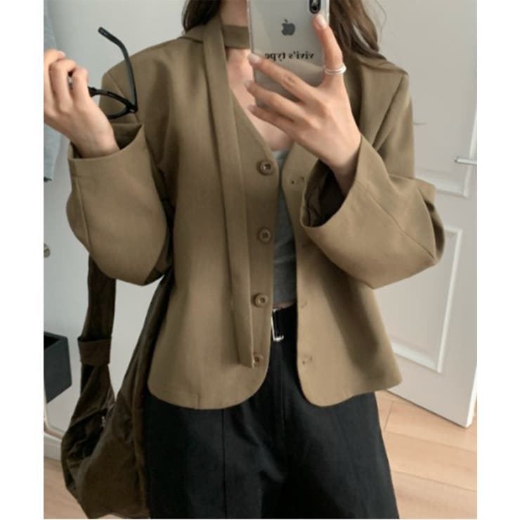 シンプルノーカラータイセットジャケット | by muni:r | 詳細画像2