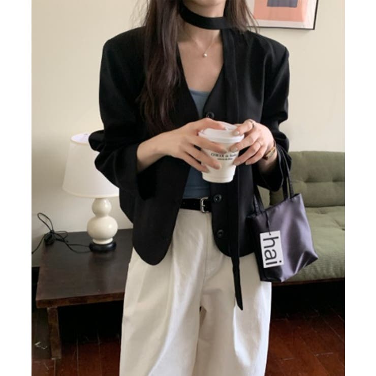 シンプルノーカラータイセットジャケット | by muni:r | 詳細画像4