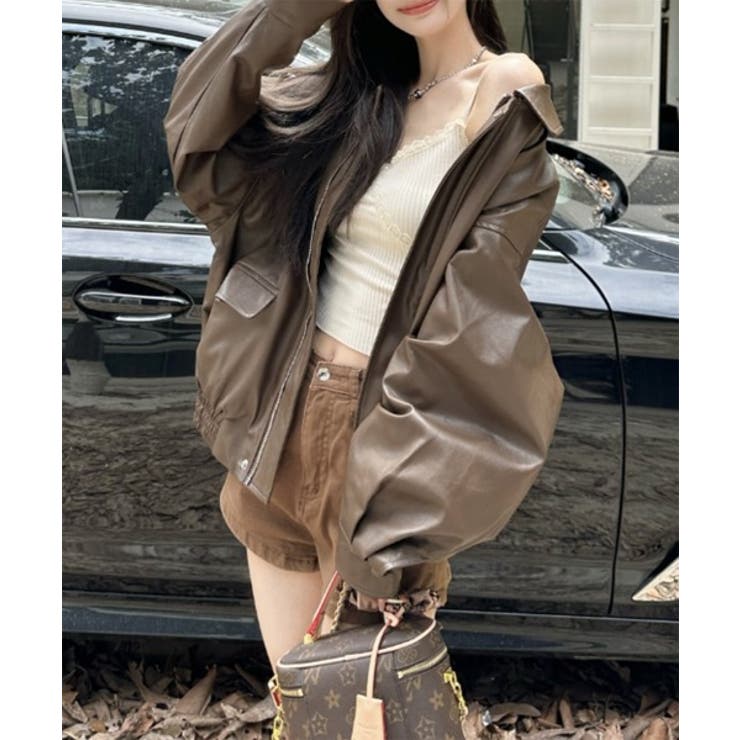 ルーズレザーカラージャケット | by muni:r | 詳細画像12 