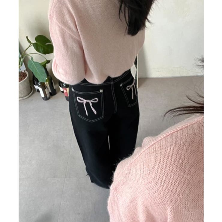 リボン刺繍ポケットパンツ[品番：FROW0001563]｜by muni:r