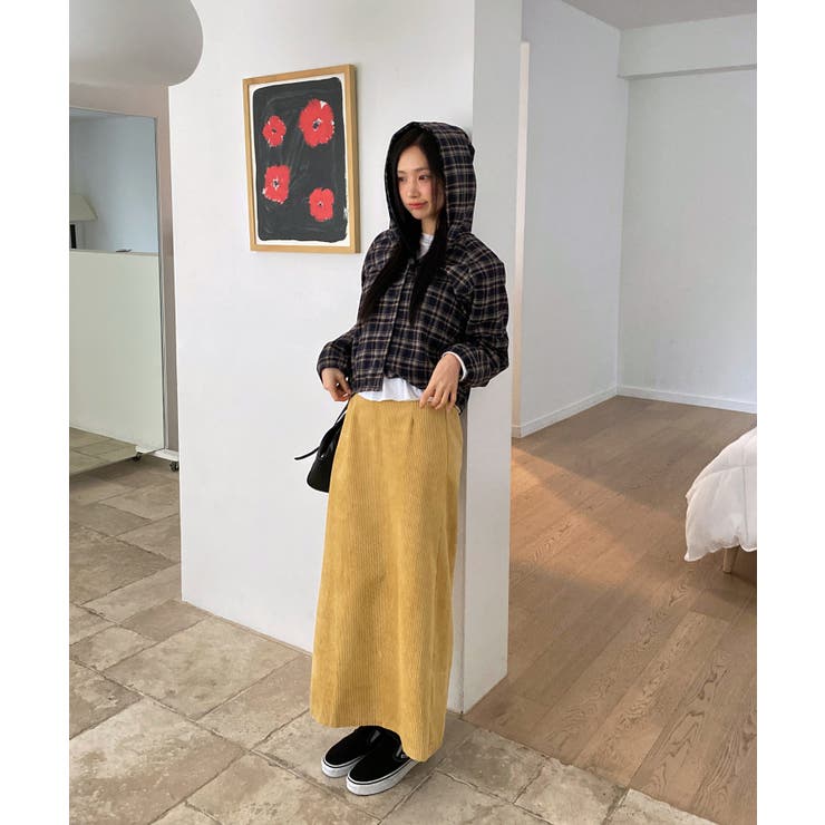 セザンヌ スリット ストレート ミディ丈 コーデュロイ スカート ベルシー Belle Cie コーデュロイ 台形スカート レディース ミニ