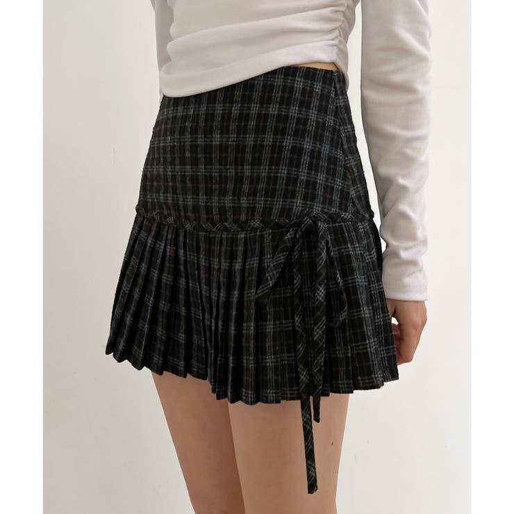 チェックリボンプリーツスカート[品番：FROW0001546]｜by muni:r