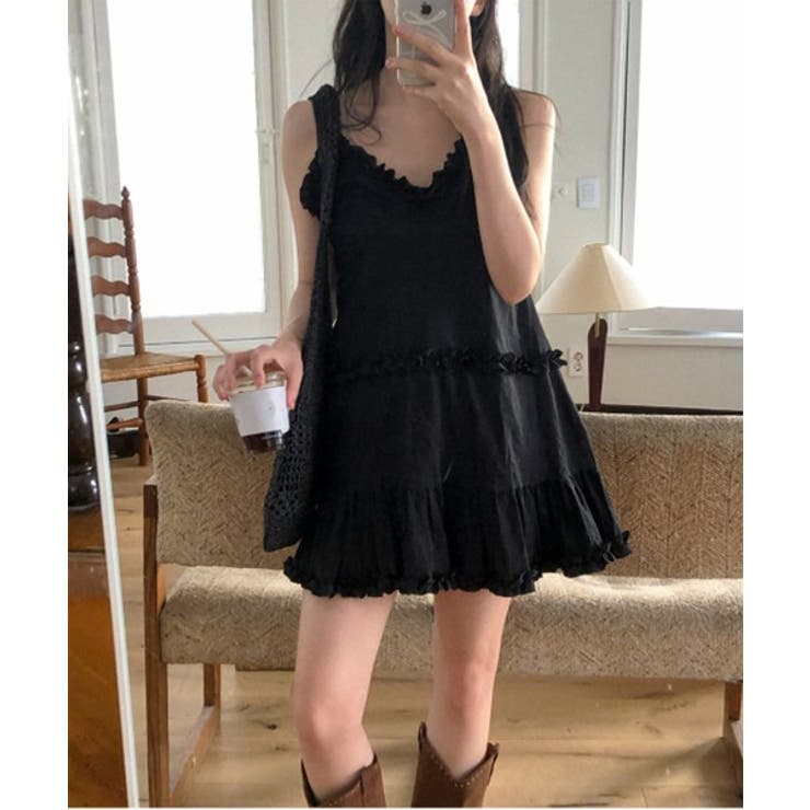 7月値上げします【Black collection】フリルミニワンピース フリルミニワンピース【残りわずか】 | DRESS | OBLI