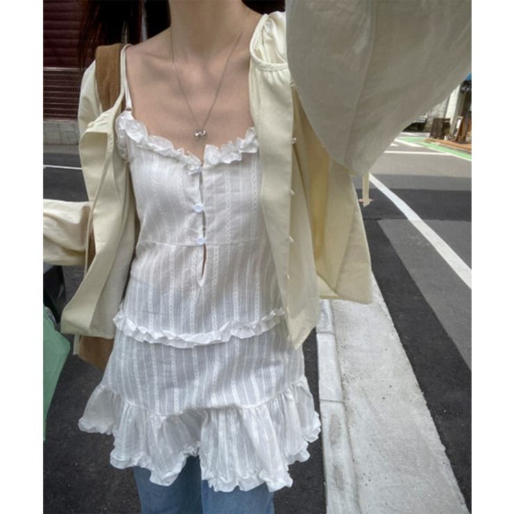 ホワイト | フリルビスチェワンピース | by muni:r