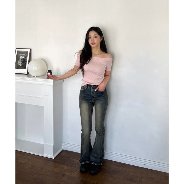 GUESS★LADY'S_Mトーン ウォッシング ブーツカットパンツ♪ ヴィンテージウォッシングブーツカットデニム 2023 FW[品番