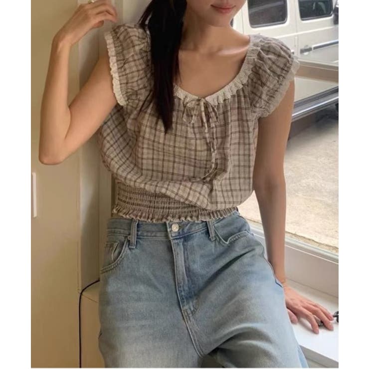 ヴィンテージチェックレースブラウス | by muni:r | 詳細画像10 