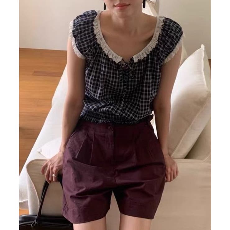 ヴィンテージチェックレースブラウス | by muni:r | 詳細画像6 