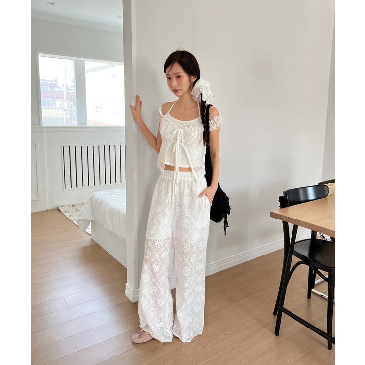 レースシースルーレイヤードホルターブラウス T | by muni:r | 詳細画像11 