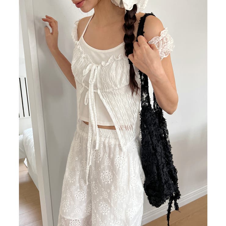 レースシースルーレイヤードホルターブラウス T | by muni:r | 詳細画像12 