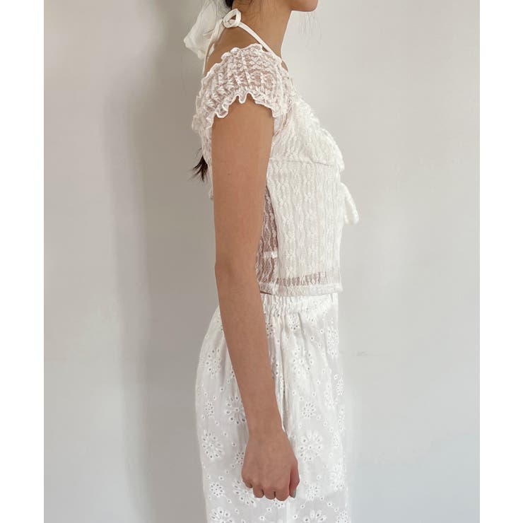 レースシースルーレイヤードホルターブラウス T | by muni:r | 詳細画像18 