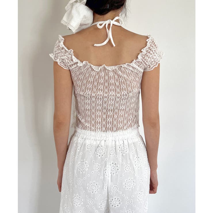 レースシースルーレイヤードホルターブラウス T | by muni:r | 詳細画像19 