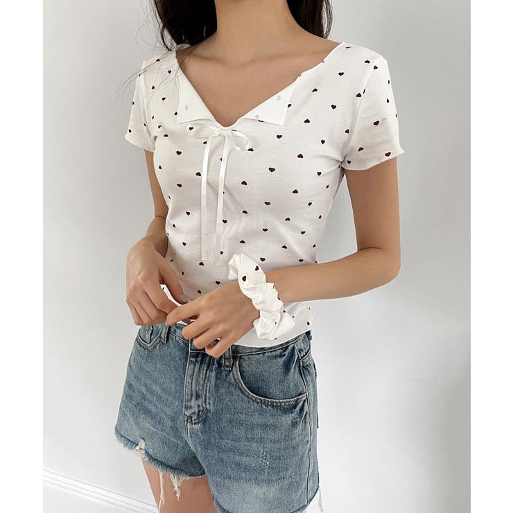 ハートシャーリングリボンVネックT+ヘアシュシュセット | by muni:r | 詳細画像11 