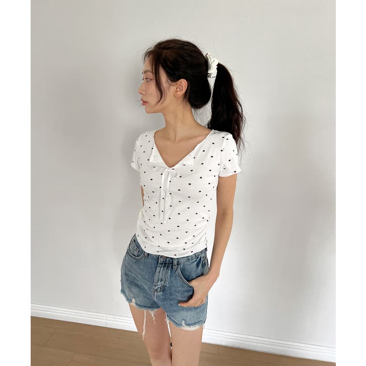 ハートシャーリングリボンVネックT+ヘアシュシュセット | by muni:r | 詳細画像14 