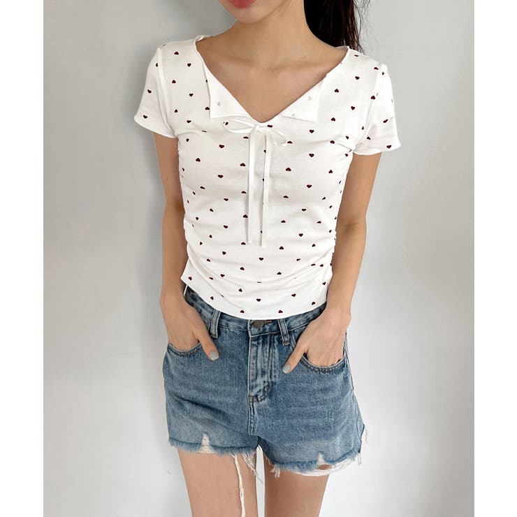 ハートシャーリングリボンVネックT+ヘアシュシュセット | by muni:r | 詳細画像15 