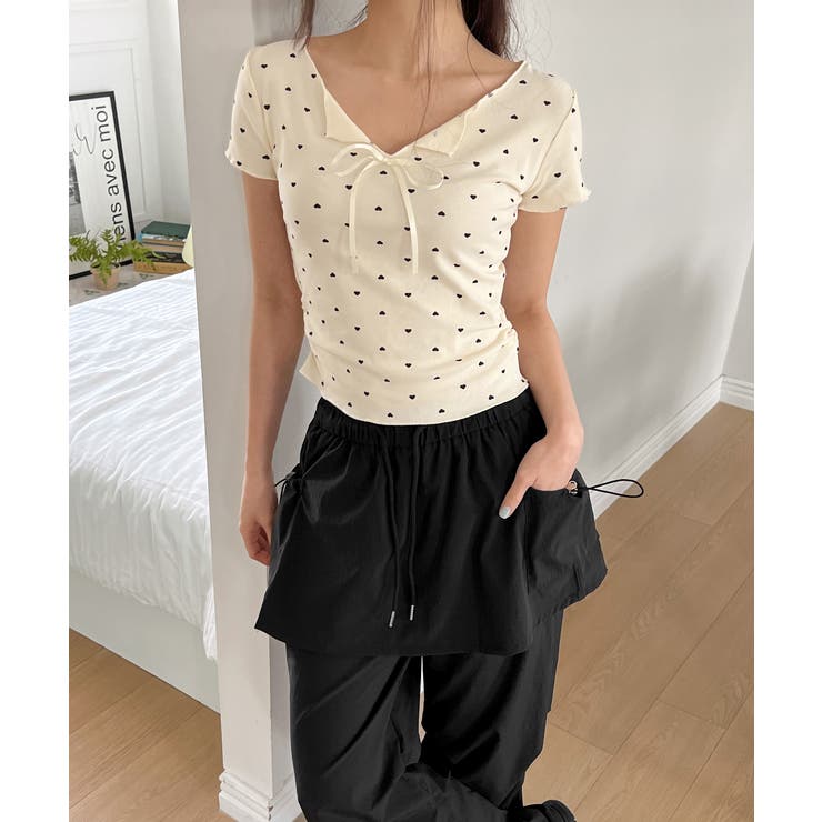 ハートシャーリングリボンVネックT+ヘアシュシュセット | by muni:r | 詳細画像26 