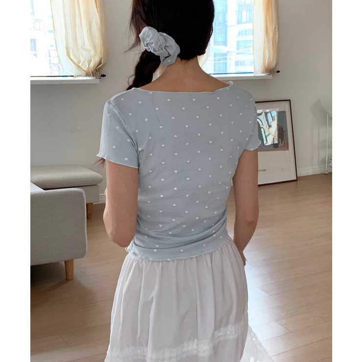 ハートシャーリングリボンVネックT+ヘアシュシュセット | by muni:r | 詳細画像3 