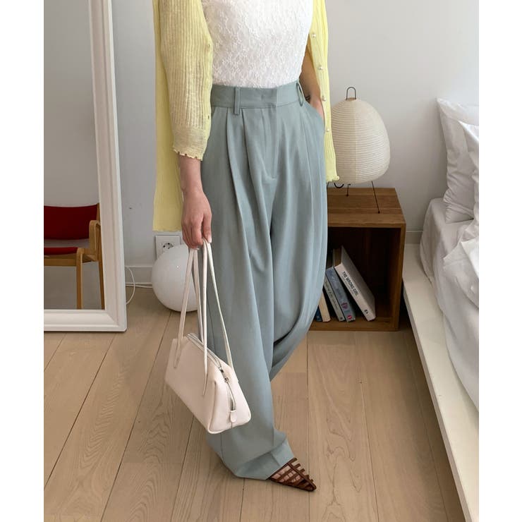 低身長/高身長/5色展開】ピンタックワイドロングスラックス[品番