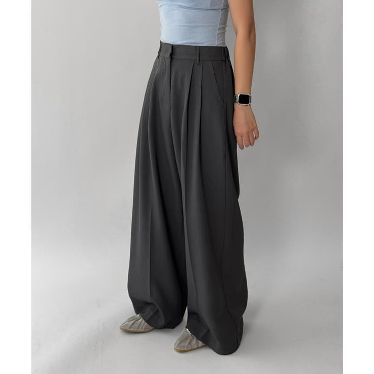 【低身長/高身長/5色展開】ピンタックワイドロングスラックス | by muni:r | 詳細画像31 