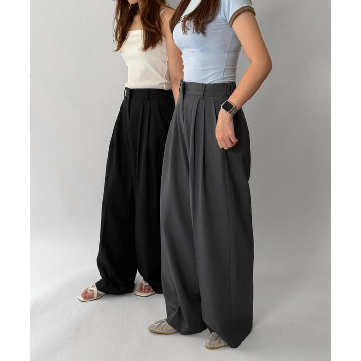 【低身長/高身長/5色展開】ピンタックワイドロングスラックス | by muni:r | 詳細画像32 