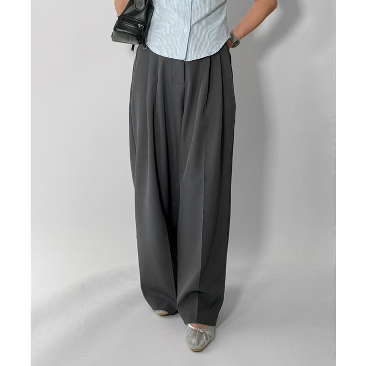 【低身長/高身長/5色展開】ピンタックワイドロングスラックス | by muni:r | 詳細画像34 