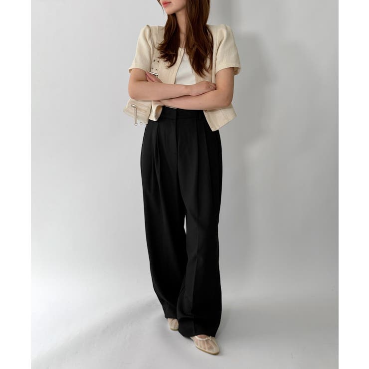 低身長/高身長/5色展開】ピンタックワイドロングスラックス[品番