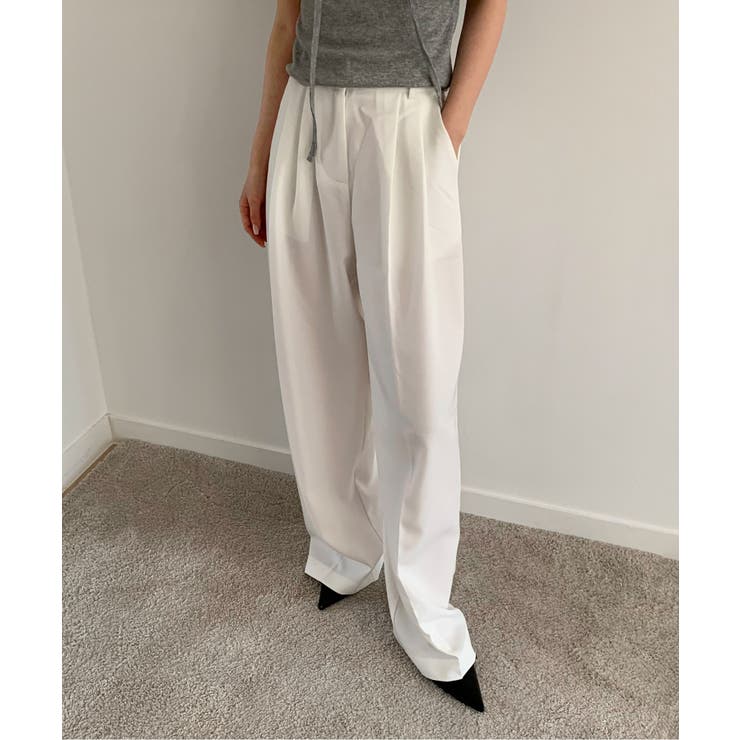 低身長/高身長/5色展開】ピンタックワイドロングスラックス[品番