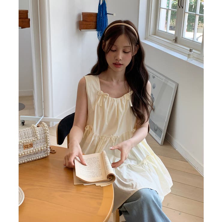 【着用動画あり・2色展開】ピュアカンカンリボンミニワンピース | by muni:r | 詳細画像12 