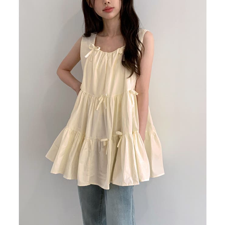 【着用動画あり・2色展開】ピュアカンカンリボンミニワンピース | by muni:r | 詳細画像14 