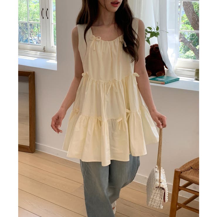 【着用動画あり・2色展開】ピュアカンカンリボンミニワンピース | by muni:r | 詳細画像15 