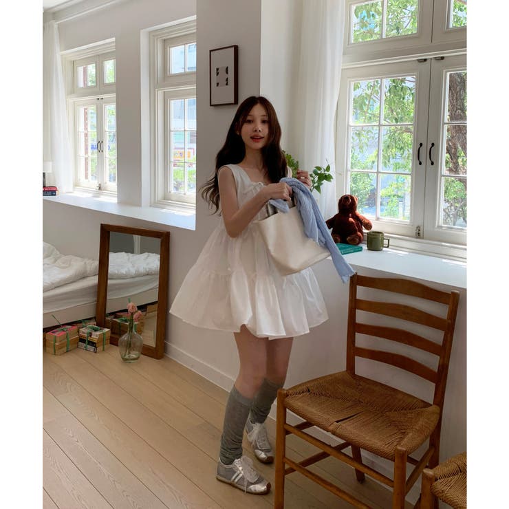 【着用動画あり・2色展開】ピュアカンカンリボンミニワンピース | by muni:r | 詳細画像5 