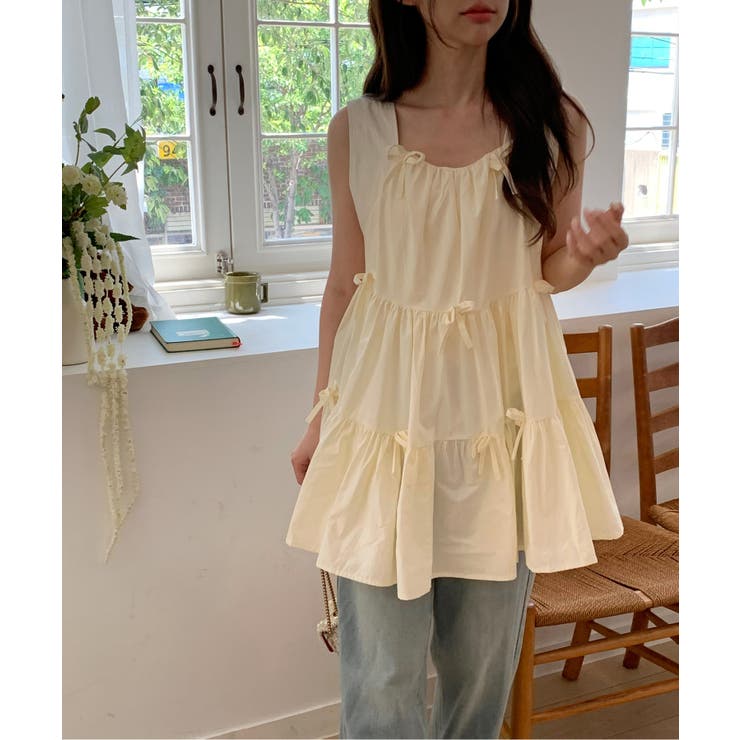 【着用動画あり・2色展開】ピュアカンカンリボンミニワンピース | by muni:r | 詳細画像9 