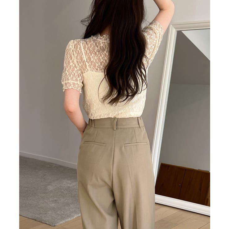 シースルーレースフリル半袖ブラウス | by muni:r | 詳細画像19 