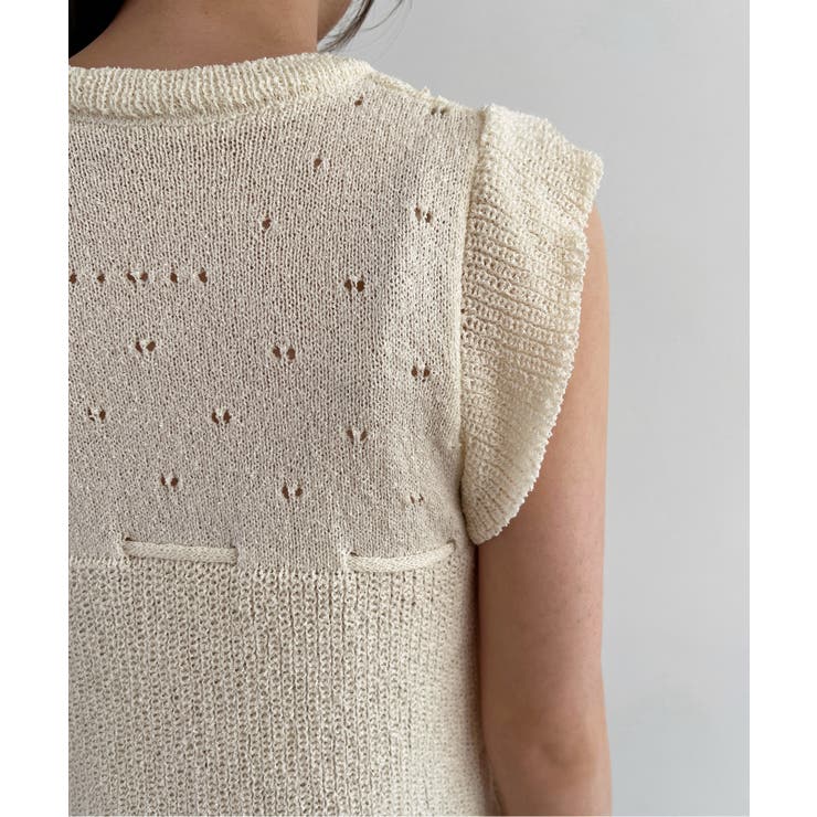 パンチングリボンフリルキャップスリーブニット | by muni:r | 詳細画像12 