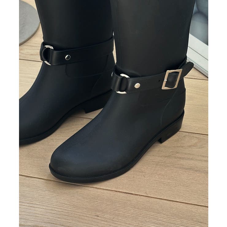 バックルストラップバックジッパーロングレインブーツ | by muni:r | 詳細画像13 