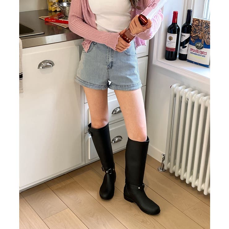 バックルストラップバックジッパーロングレインブーツ | by muni:r | 詳細画像6 