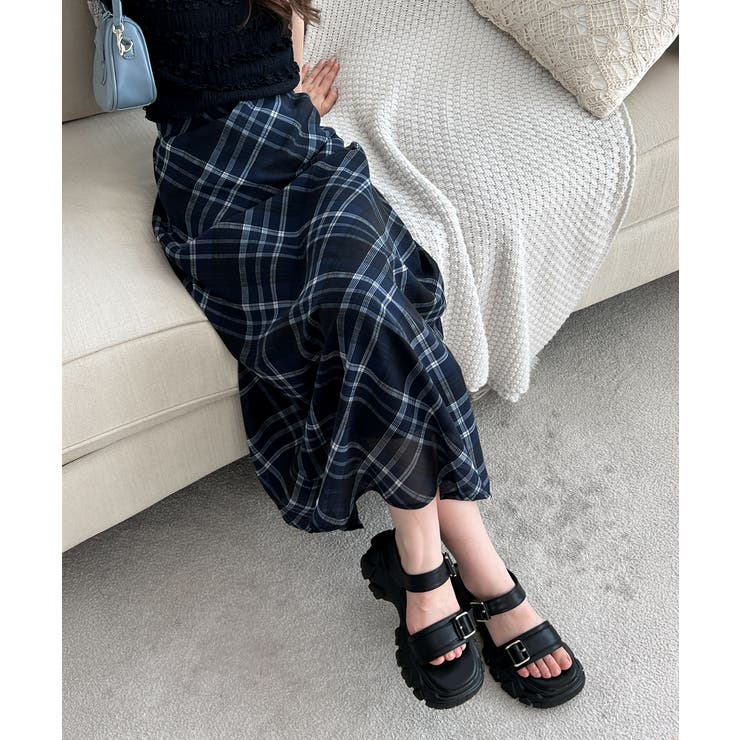 チェックフレアロングスカート | by muni:r | 詳細画像1 