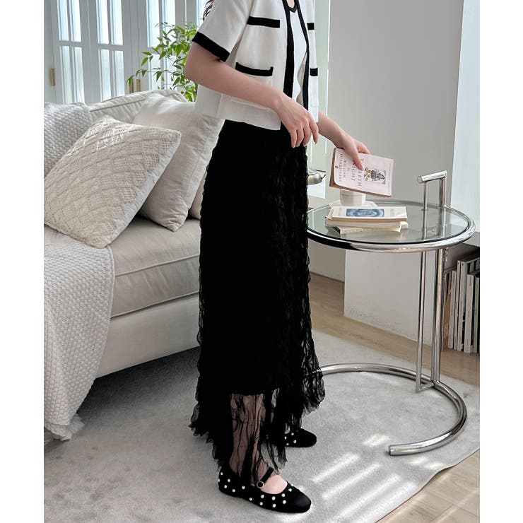 クリームウェーブシフォンマキシスカート | by muni:r | 詳細画像15 